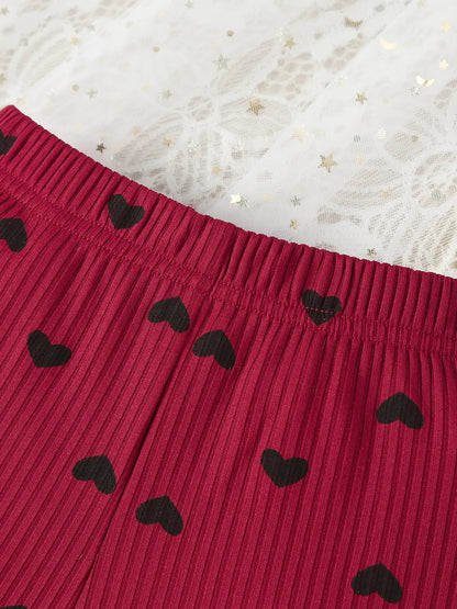 Kukitty – ensemble de vêtements 3 pièces pour nouveau-né fille, barboteuse à manches longues, imprimé cœur, haut et pantalon, bandeau, tenues en tricot