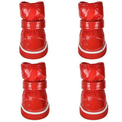 Chaussures d'hiver chaudes et imperméables pour animaux de compagnie, bottes de neige pour chien souriant, chaussures de pluie pour chiot, accessoires pour chihuahua et bouledogue, 4 pièces/ensemble