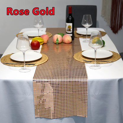 Chemin de Table Disco à paillettes, 7 couleurs, miroir, feuille d'or/argent, décoration de Table à manger métallique pour fête de mariage, anniversaire