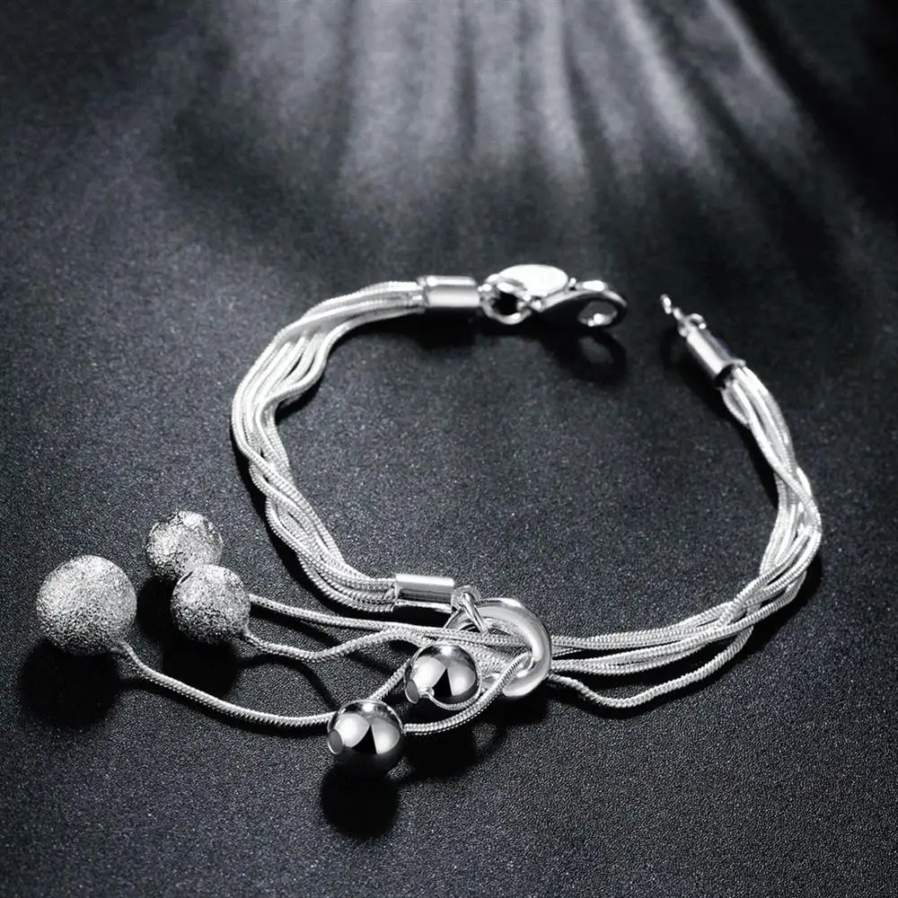 Marques populaires 925 glands en argent Sterling perles suspendues Bracelets collier boucle d'oreille ensemble de bijoux pour les femmes cadeaux de fête de mode