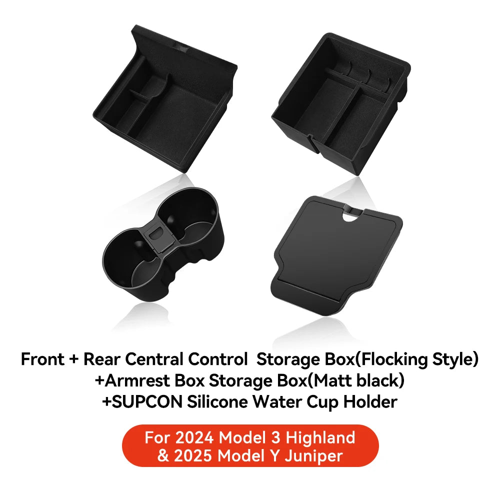 Accoudoir central caché, boîte de rangement, support de verre, organisateur de Console, accessoires pour Tesla modèle 3 Highland 2025 modèle Y 2021 – 2025