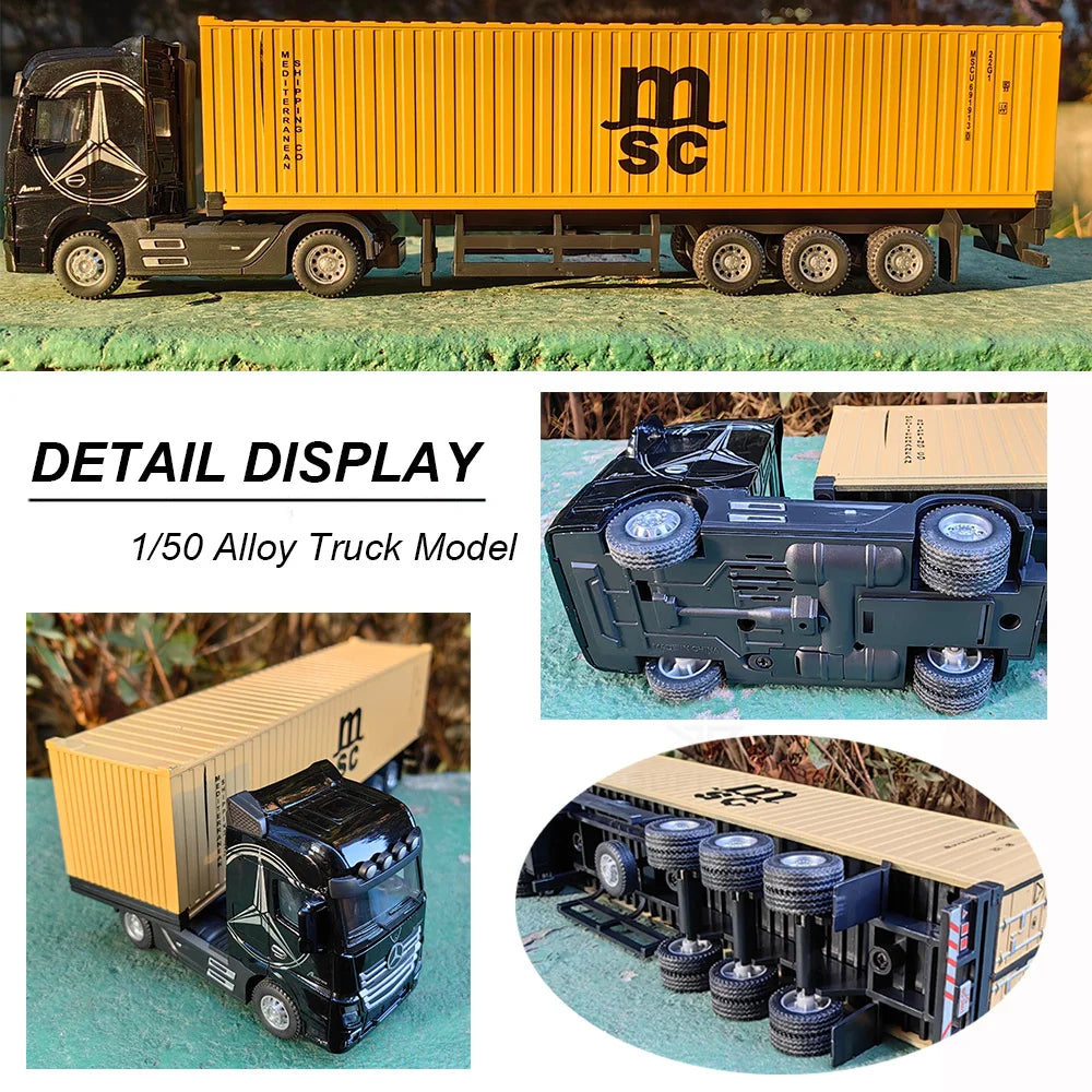 1:50 grand camion en alliage moulé sous pression modèle de voiture jouets conteneur retirer son et lumière véhicules de Transport modèle jouets pour garçons cadeaux