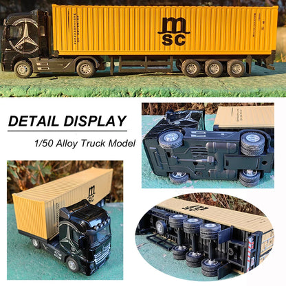 1:50 grand camion en alliage moulé sous pression modèle de voiture jouets conteneur retirer son et lumière véhicules de Transport modèle jouets pour garçons cadeaux