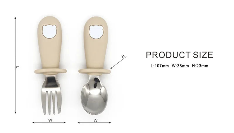 Ensemble de vaisselle de dessin animé pour bébé, ustensiles pour enfants en acier inoxydable, couverts de table pour tout-petits, dessin animé, cuillère d'alimentation pour nourrissons, fourchette