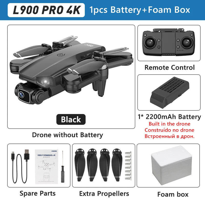LYZRC L900 PRO GPS Drone 4K professionnel HD double caméra 5G WIFI moteur sans brosse FPV quadrirotor pliable photographie aérienne Drone