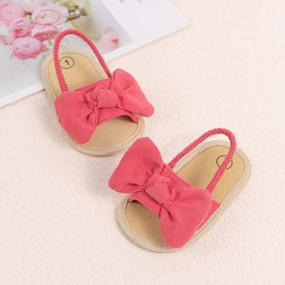 Été bébé filles sandales mode nœud semelle souple chaussures décontractées coton confortable enfant en bas âge chaussures plage bébé sandales 0-18 mois