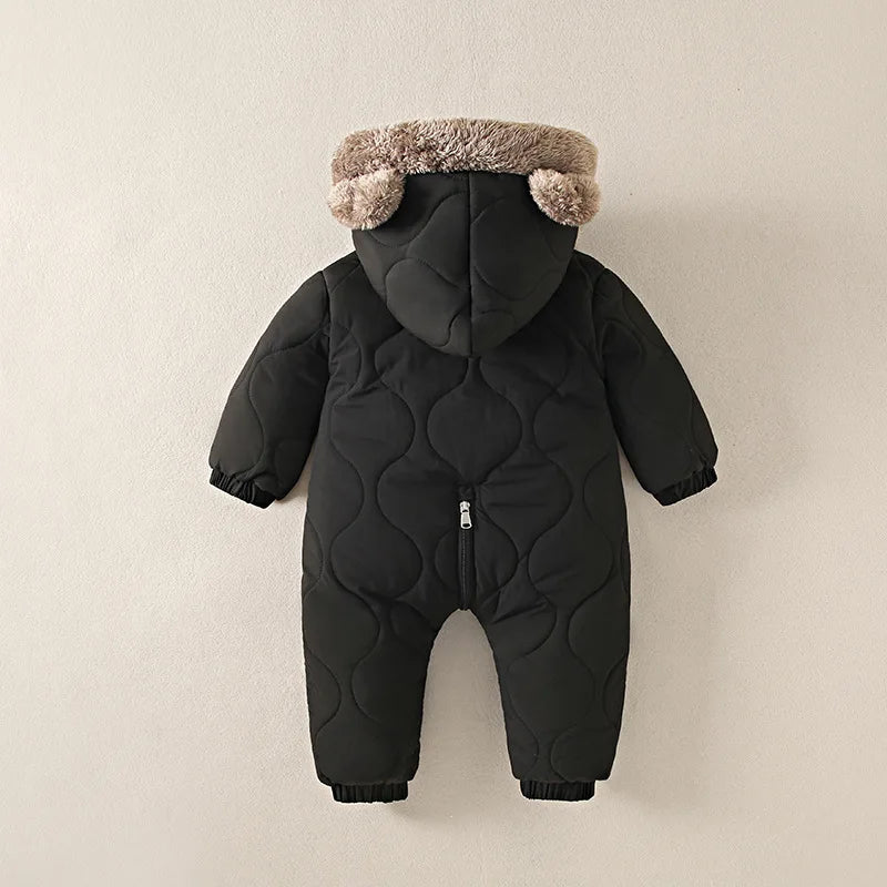 KLFLGD0-3 ans hiver bébé vêtements de plein air doublure en fourrure chaud enfant en bas âge fille garçon combinaison dessin animé plus velours bébé combinaison