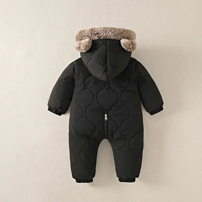 KLFLGD0-3 ans hiver bébé vêtements de plein air doublure en fourrure chaud enfant en bas âge fille garçon combinaison dessin animé plus velours bébé combinaison