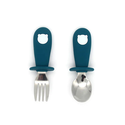 Ensemble de vaisselle de dessin animé pour bébé, ustensiles pour enfants en acier inoxydable, couverts de table pour tout-petits, dessin animé, cuillère d'alimentation pour nourrissons, fourchette