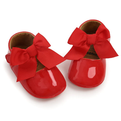 Meckior bébé chaussures nœud papillon semelle en caoutchouc anti-dérapant PU Ballet pantoufles bébé fille robe chaussures premier marcheur enfant en bas âge berceau chaussures