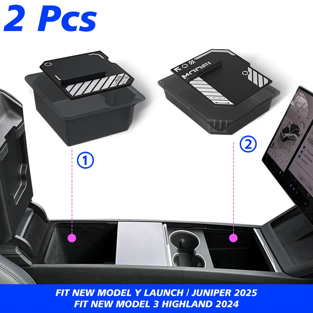 Boîte de rangement pour Console centrale Tesla, nouveau modèle Y 2025, lancement Juniper modèle 3 Highland 2024, boîte d'accoudoir, coussinet supérieur et inférieur en Silicone
