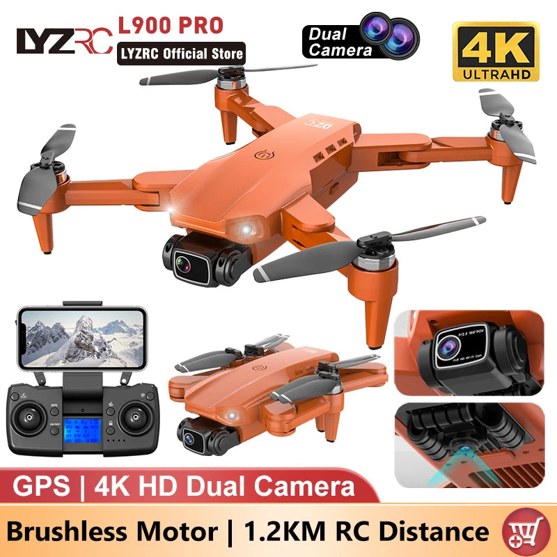LYZRC L900 PRO GPS Drone 4K professionnel HD double caméra 5G WIFI moteur sans brosse FPV quadrirotor pliable photographie aérienne Drone
