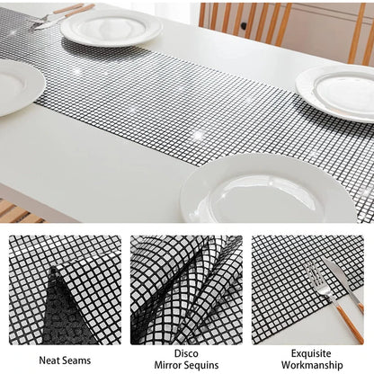 Chemin de Table Disco à paillettes, 7 couleurs, miroir, feuille d'or/argent, décoration de Table à manger métallique pour fête de mariage, anniversaire