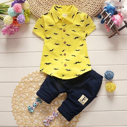 Costume d'été pour garçon, chemise imprimée à manches courtes + Short, en coton, vêtements mignons pour bébé, nouvelle collection