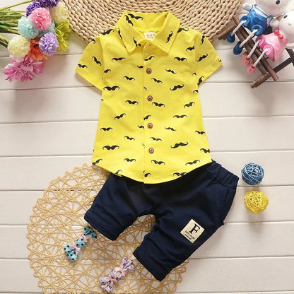Costume d'été pour garçon, chemise imprimée à manches courtes + Short, en coton, vêtements mignons pour bébé, nouvelle collection