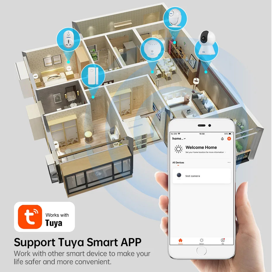 KERUI 5MP 4K Tuya Smart Mini WiFi IP caméra intérieure sans fil sécurité à domicile AI humain détecter CCTV caméra de Surveillance suivi automatique