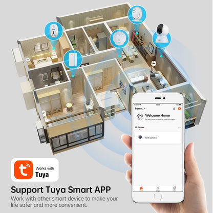 KERUI 5MP 4K Tuya Smart Mini WiFi IP caméra intérieure sans fil sécurité à domicile AI humain détecter CCTV caméra de Surveillance suivi automatique
