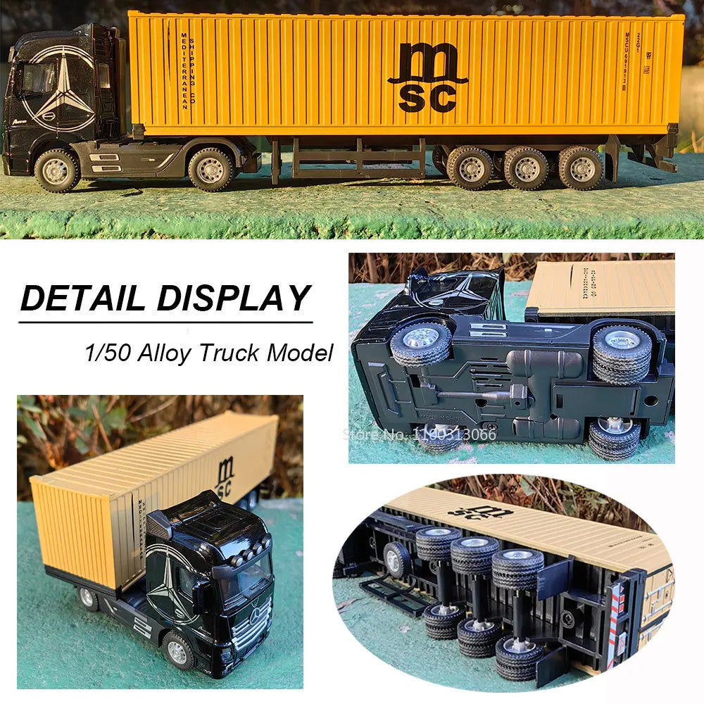 1:50 grand camion en alliage moulé sous pression modèle de voiture jouets conteneur retirer son et lumière véhicules de Transport modèle jouets pour garçons cadeaux