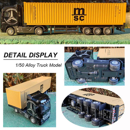 1:50 grand camion en alliage moulé sous pression modèle de voiture jouets conteneur retirer son et lumière véhicules de Transport modèle jouets pour garçons cadeaux