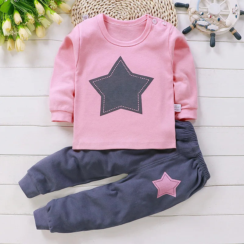 Pyjama en Coton pour Bébé Fille de 0 à 5 Ans, Ensemble de 2 Pièces, Vêtements d'Hiver Décontractés, Dessin Animé, Printemps
