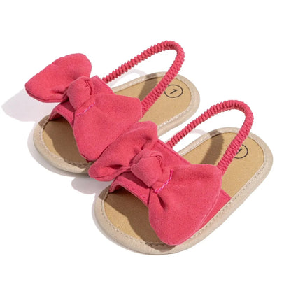 Été bébé filles sandales mode nœud semelle souple chaussures décontractées coton confortable enfant en bas âge chaussures plage bébé sandales 0-18 mois