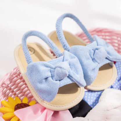 Été bébé filles sandales mode nœud semelle souple chaussures décontractées coton confortable enfant en bas âge chaussures plage bébé sandales 0-18 mois