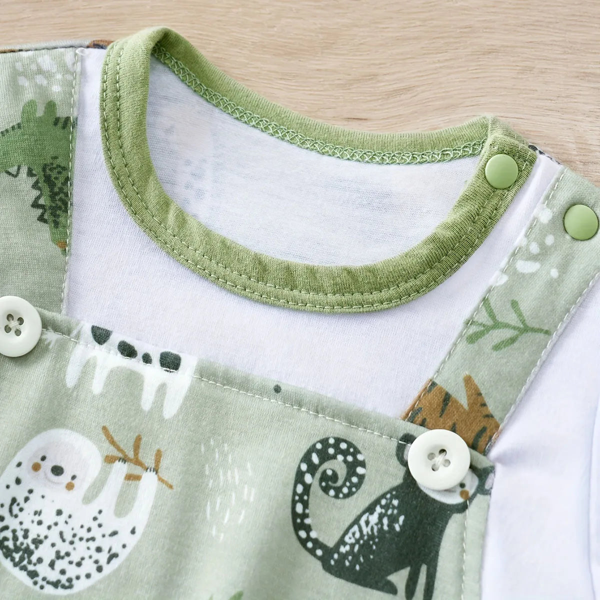 IURNXB-Barboteuse à imprimé animal de zoo pour bébé garçon, costume de batterie deux pièces pour nouveau-né, vêtements de jeu décontractés, manches courtes, faux
