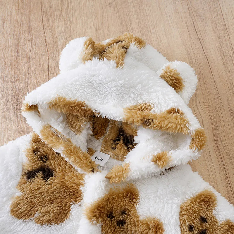 Vêtements pour bébé, ours en peluche mignon de dessin animé, confortable et doux, combinaison pour garçons et filles de 0 à 18 ans, automne et hiver, manches longues