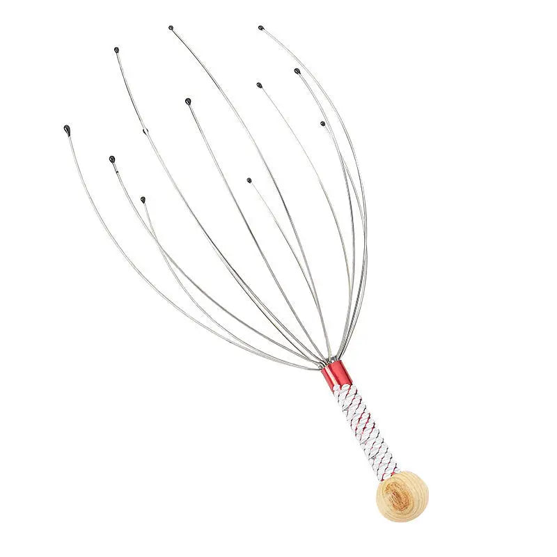 Masseur de tête de poulpe en acier inoxydable, 1 pièce, relaxant de tête gravé, griffe de Massage du cerveau, grattoir du cuir chevelu, soulage les démangeaisons, couleur aléatoire