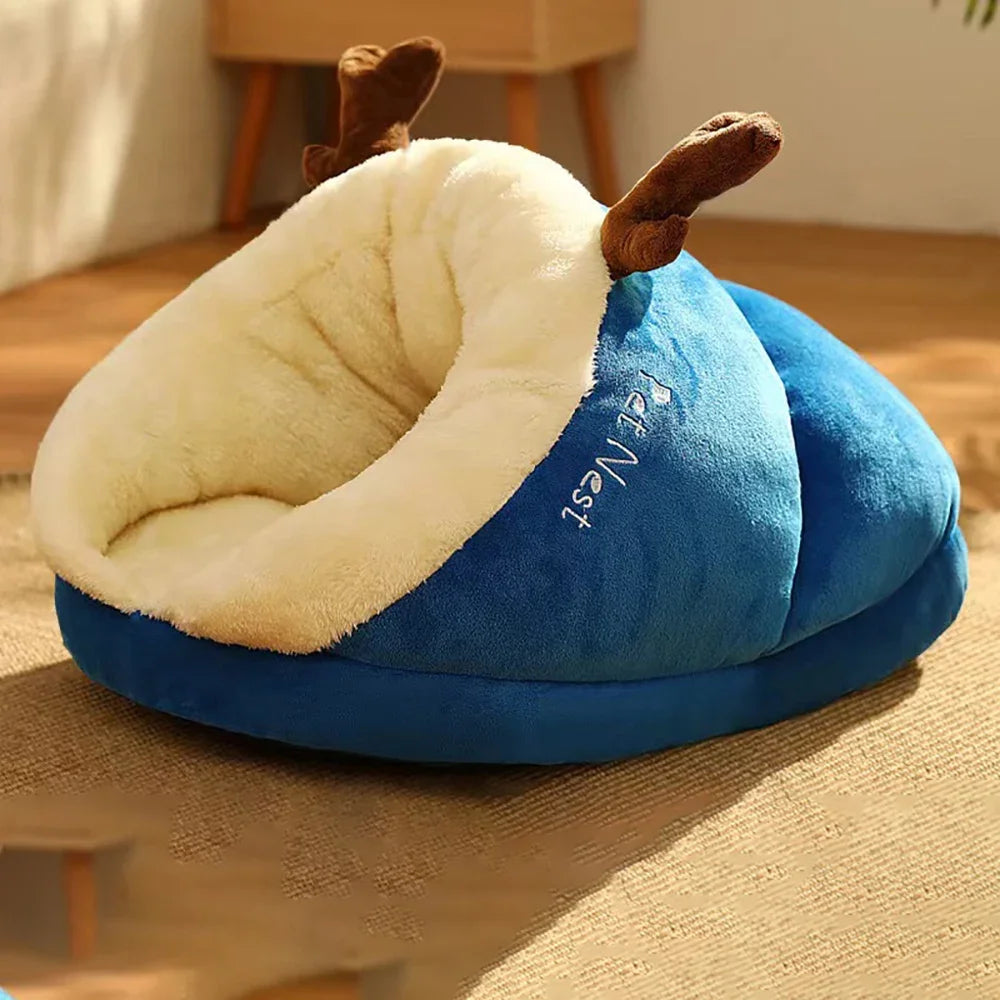 Chaud petit chien chenil lit respirant chien maison mignon pantoufles en forme de lit pour chien chat sac de couchage pliable lavable maison pour animaux de compagnie