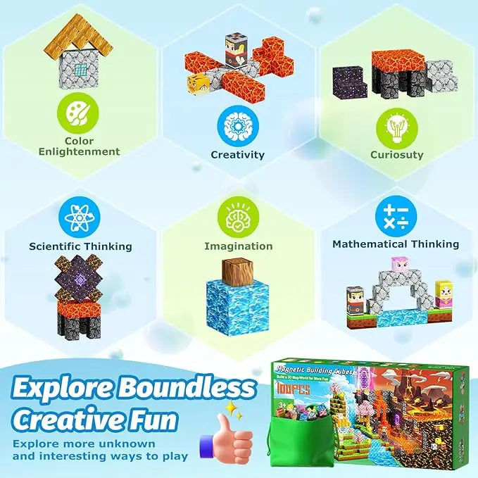 Décennie s de Construction Magnétiques pour Garçon et Fille, Ensemble de Cube Magnétique, Modèle de Bricolage, Jouet Sensoriel STEM, pour Enfant de 3 Ans et +