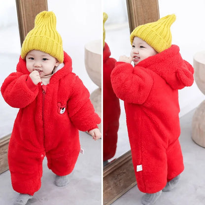 Barboteuse pour nouveau-né, ours en peluche mignon, garçon, automne hiver, garde au chaud, à capuche, combinaison globale pour nourrissons filles, vêtements d'extérieur