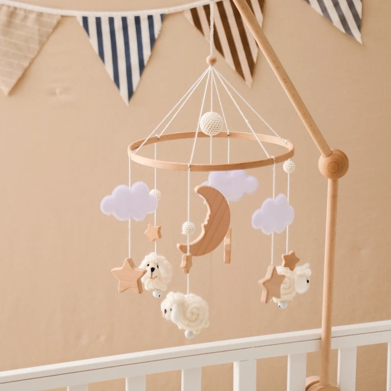 Berceau de bébé lit Mobile cloche hochet jouets en bois Crochet étoiles pendentif lit cloche jouets nouveau-né confort berceau support suspendus jouets cadeaux