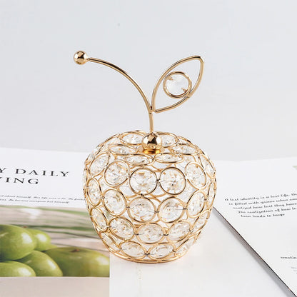 Ornements de pomme en cristal créatifs, strass scintillants en forme d'ananas, miniature de poire de neige, artisanat de décoration pour la maison, accessoires de photographie