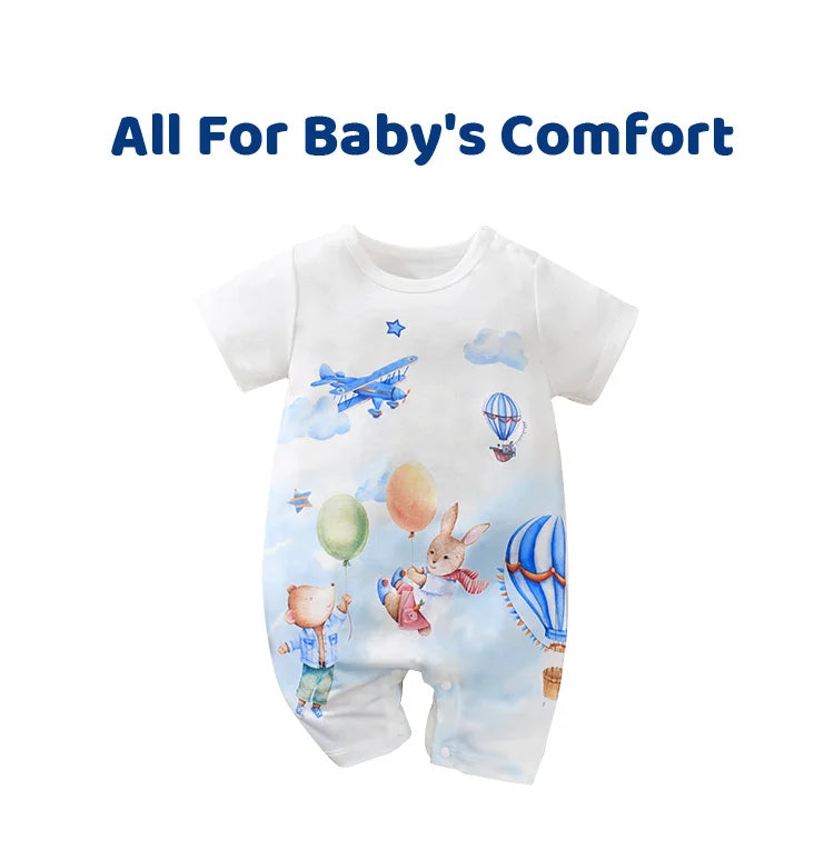 Body d'été pour garçons et filles, imprimé Animal de dessin animé mignon, confortable et décontracté, manches courtes, pour bébé