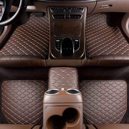 Tapis de sol de voiture en cuir PU, 5 pièces, imperméable, protection des pieds, à la mode, universel, pour toutes les saisons