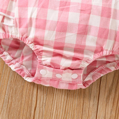 Manches volantes en coton à carreaux pour nouveau-né fille, tenue d'escalade imbibée de fesses + vêtements de sauna
