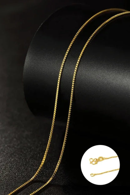Chaîne de collier couleur or 14k pour femmes, boîte, os de serpent/étoilé/chaîne croisée, collier de 18 pouces, bijoux fins, cadeaux