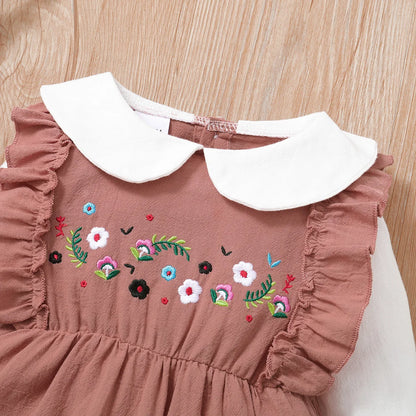 Nouveau-né bébé pur coton motif de fleurs couleur bloquée confortable manches longues body 0-18 mois femme bébé ramper costume