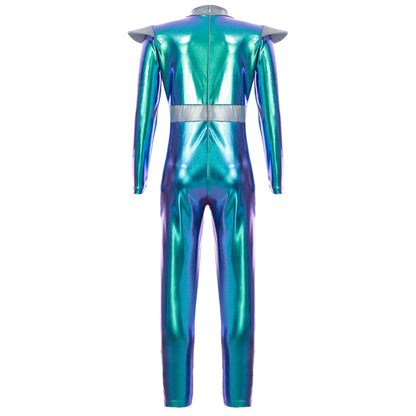 Costume de Cosplay Alien pour filles et garçons, combinaison d'astronaute à manches longues avec cerceau pour cheveux, pour fête de carnaval d'halloween
