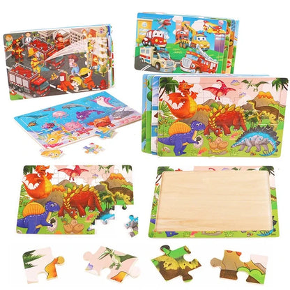 Jeu intellectuel en bois à pensée logique, Puzzle, véhicule Animal, dessin animé, jouets éducatifs précoces pour enfants, cadeau