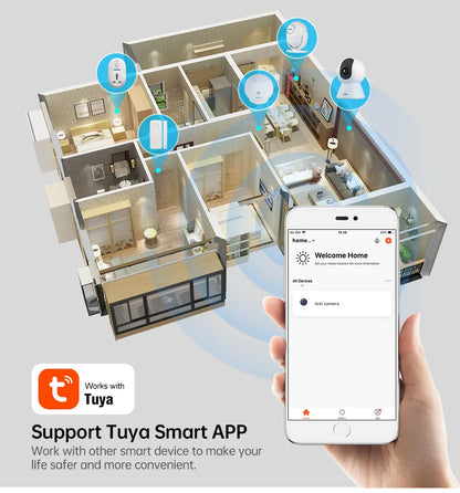 KERUI 5MP 4K Tuya Smart Mini WiFi IP caméra intérieure sans fil sécurité à domicile AI humain détecter CCTV caméra de Surveillance suivi automatique