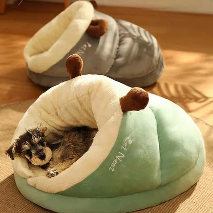 Chaud petit chien chenil lit respirant chien maison mignon pantoufles en forme de lit pour chien chat sac de couchage pliable lavable maison pour animaux de compagnie