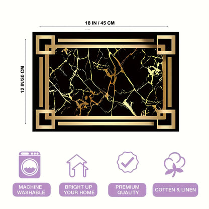 Tapis de table à motifs d'éléments dorés noirs, 4 pièces, tapis de Table, sous-verres, napperons pour Tables à manger de cuisine, décoration de fête