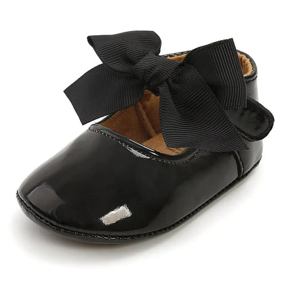 Meckior bébé chaussures nœud papillon semelle en caoutchouc anti-dérapant PU Ballet pantoufles bébé fille robe chaussures premier marcheur enfant en bas âge berceau chaussures