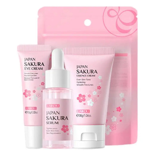 Coffret de soins pour le visage Crème nettoyante Sakura Essence Tonique hydratant blanchissant et anti-âge Crème pour les yeux Sérum pour le visage Soins de la peau pour les yeux