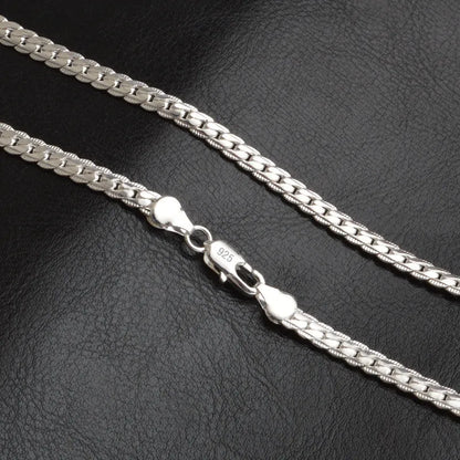 Collier en argent Sterling 925 pour hommes et femmes, chaîne latérale de 5mm, 16/18/20/22/24 pouces, bijoux de fiançailles et de mariage à la mode