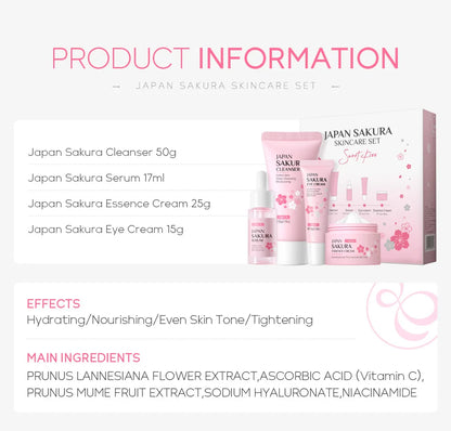 LAIKOU Sakura ensembles de soins de la peau nettoyant pour le visage crèmes pour les yeux crème pour le visage sérum Lotion Toner éclaircissant hydratant Kit de soins du visage