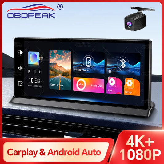 Caméra de tableau de bord sans fil pour voiture, K2 Pro, DVR 4K, Carplay, Android Auto, écran AI, enregistreur vidéo Len pour touristes, navigation GPS, tableau Prada, 11.3 pouces