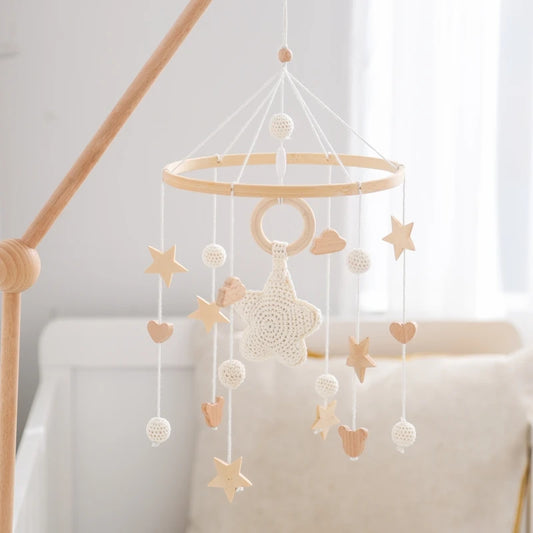 Berceau de bébé lit Mobile cloche hochet jouets en bois Crochet étoiles pendentif lit cloche jouets nouveau-né confort berceau support suspendus jouets cadeaux